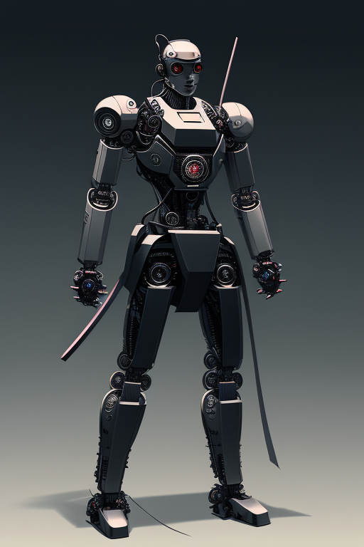 a robot ninja samurai, cyberpunk